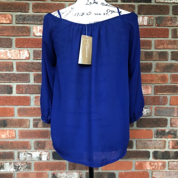 BLUE RAIN FRANCESCA’S  BLUE BLOUSE SIZE MEDIUM    NEW - Picture 6 of 11